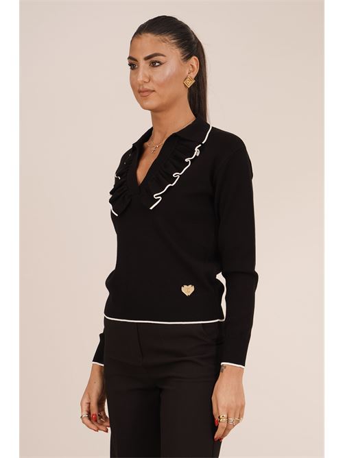 Maglia in viscosa con rouches Love To Love by Gai Mattiolo | LT667NERO/BIANCO